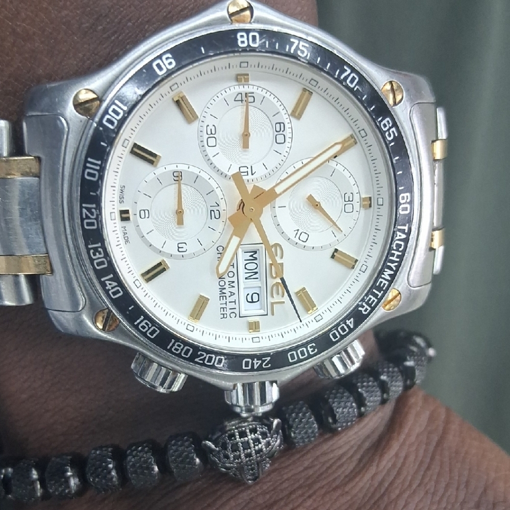 Men's Gold and Silver Chronograph Watch